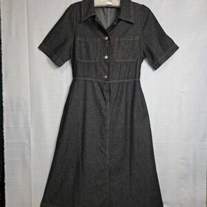 Breal Women's Midi Length Short Sleeve Denim Dress M